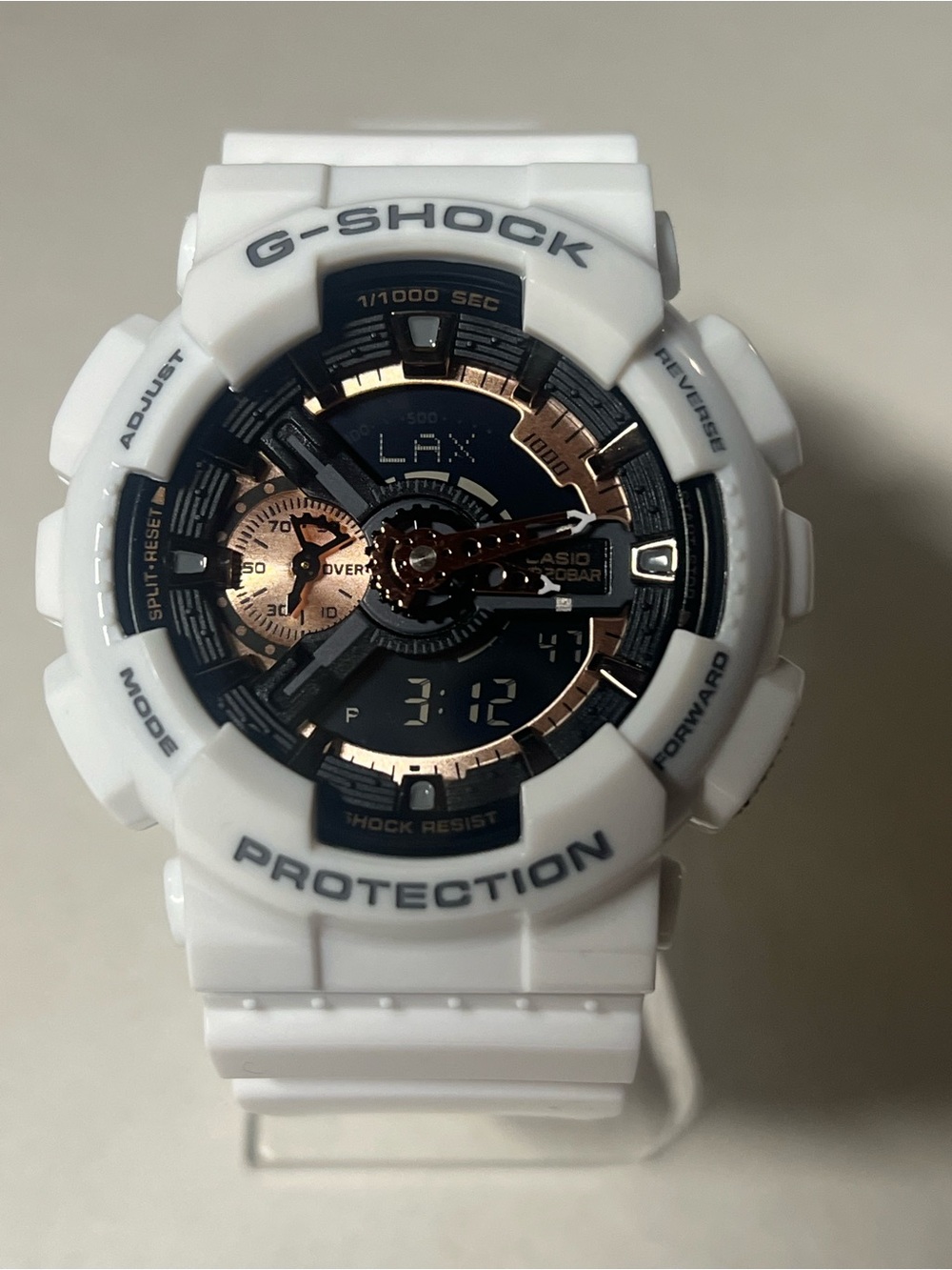 Casio G-Shock Men’s Watch White Band with Rose Gold